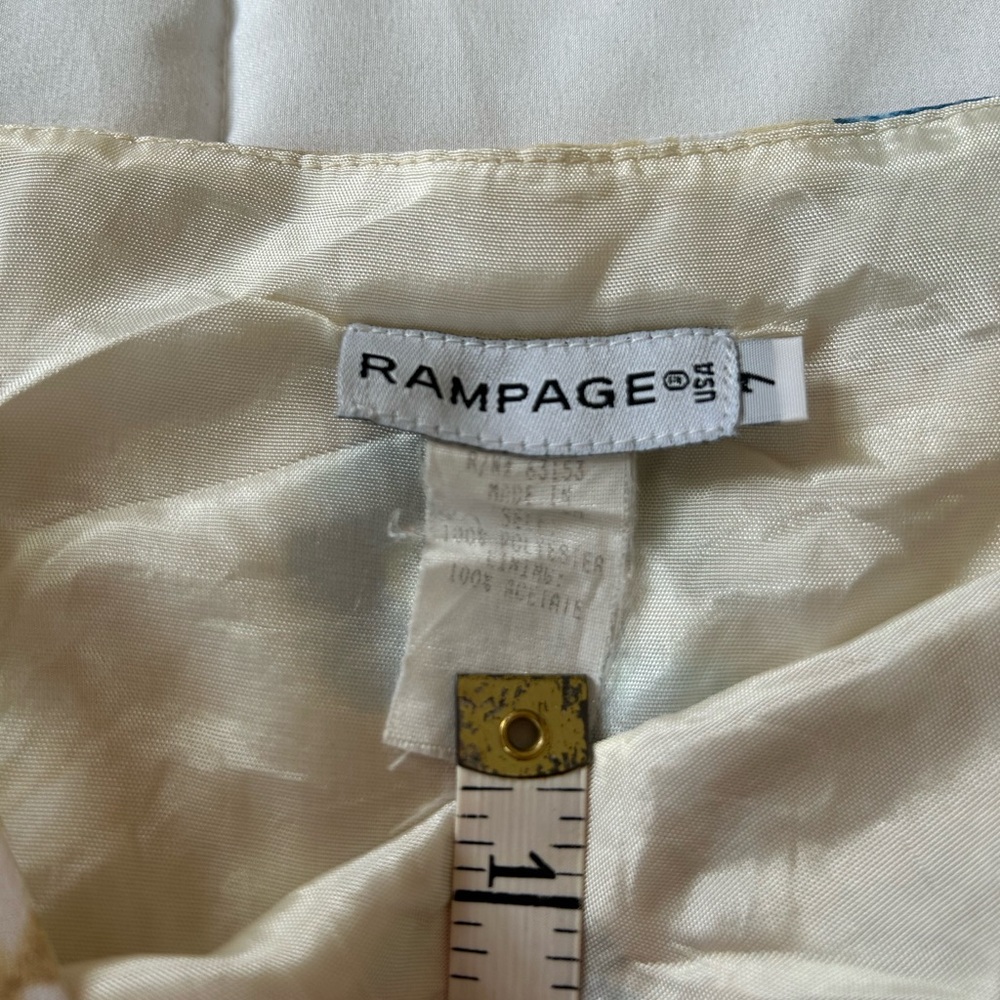 Y2K Rampage Cream and Blue Floral Sleeveless High-Waist A-Line Mini Sundress - Picture 7 of 14